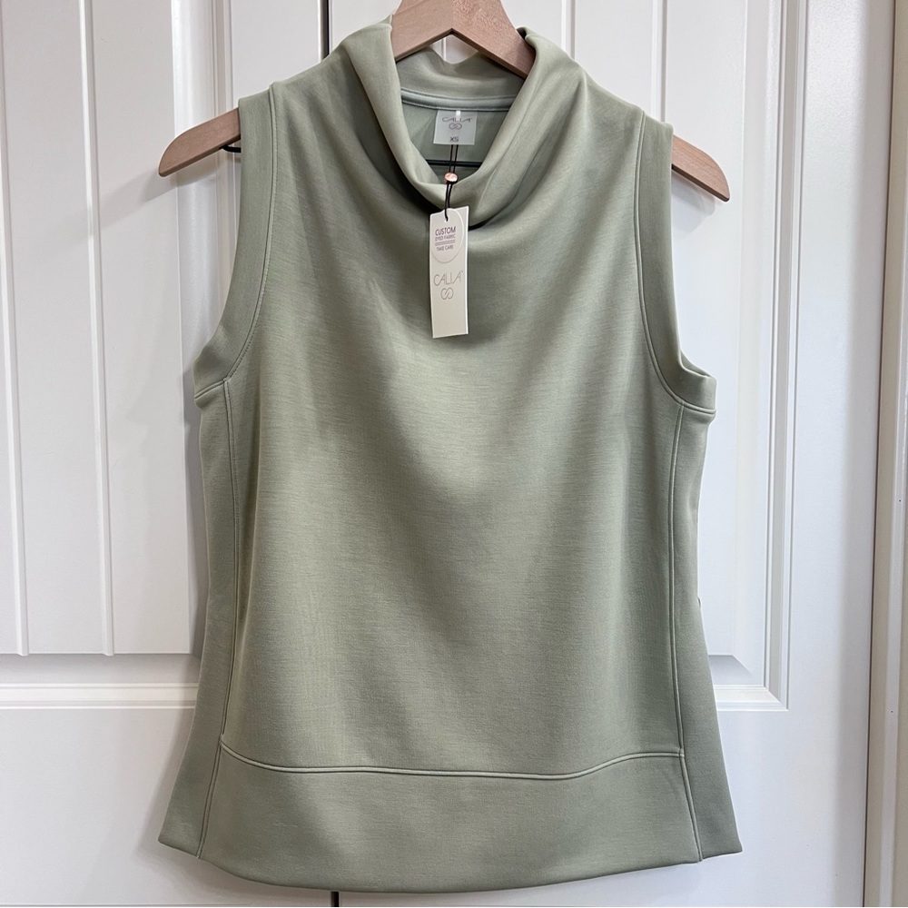 Calia Womens Sandwash Sleeveless Pullover Cowl Neck in Olive Green, Size XS, NWT - Picture 4 of 11